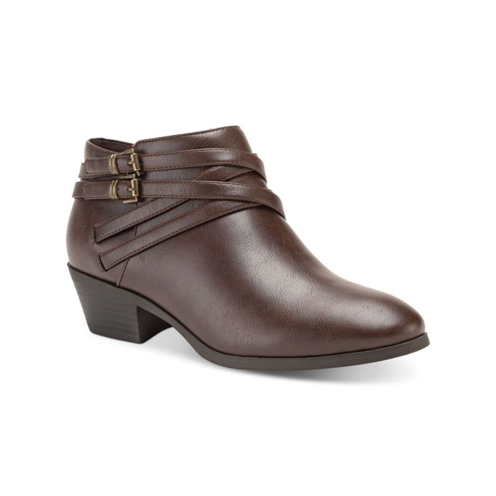 STYLE & COMPANY Womens Brown Willoww Round Toe Block Heel Zip-Up Booties 9 M